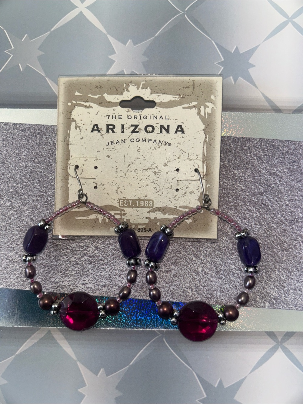 Arizona Jean Company Purple and Burgundy Beaded Hoop Earrings